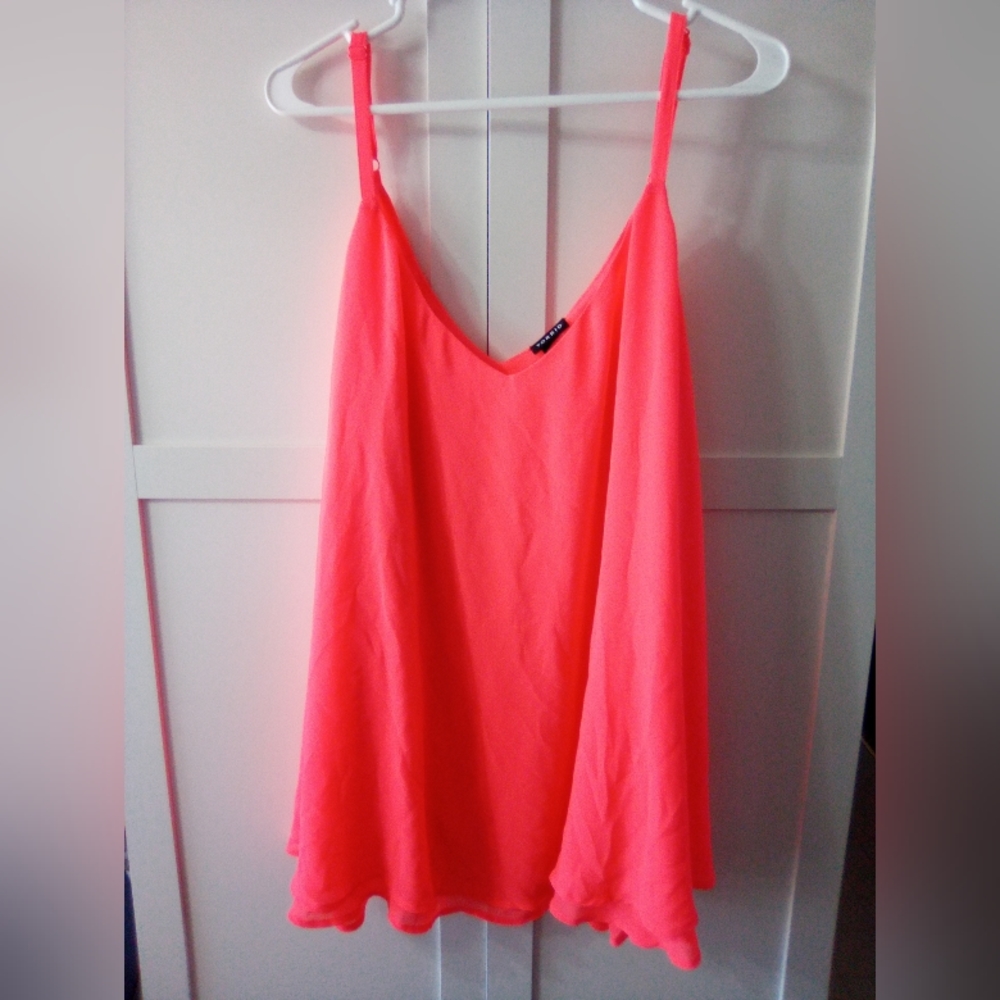 Torrid Hot Pink V Neck Cami Tank Top Layered Sleeveless Flow Sheer